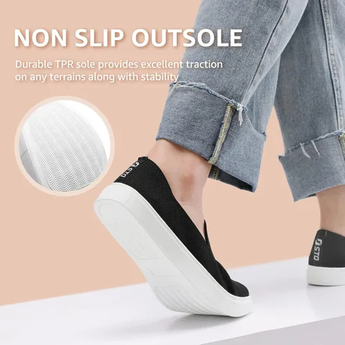 Vista 4 de STQ Zapatos sin cordones para mujer, transpirables, de moda, cómodos, de punto, casuales