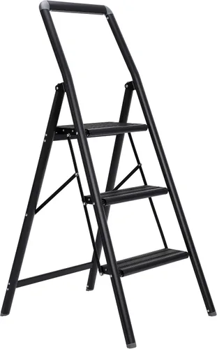 Vista 11 de BIRDROCK HOME Escalera delgada de aluminio de 2 escalones, taburete plegable delgado y resistente, escalones antideslizantes, ideal para tu cocina