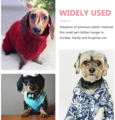 Vista 3 de POPETPOP 50 perchas de ropa para perros, lindo abrigo rosa para secar perros, perchas de plástico para ropa para mascotas, estantes de secado
