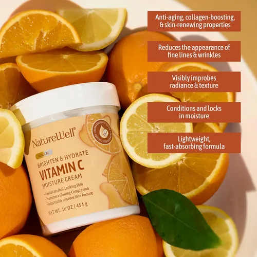 Vista 2 de NATURE WELL Clinical Brighten & Hydrate Crema Hidratante con Vitamina C para el Cuidado de la Piel de Cara y Cuerpo, Revitaliza la Piel de Aspecto