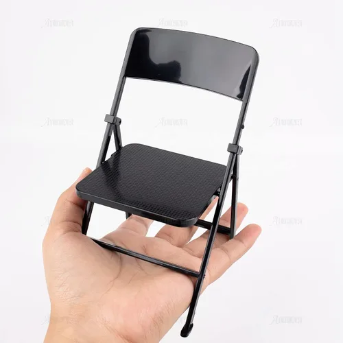 Vista 3 de AUEAR, 12" sillas plegables de plástico decoración negro escala 1/6