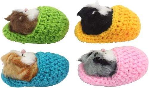 Vista 3 de 4 piezas de gato dormido en zapatilla de juguete, mini gatito en zapato con sonidos de maullidos decoración de mano juguete de regalo para niños