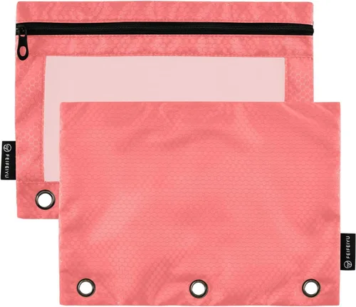 Vista 12 de Firebrick Zipper Pencil Pouch for 3 Ring Binder with Clear Window,Pencil Case 2 Pack Firebrick