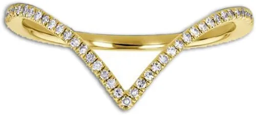 Vista 10 de Anillo de boda de diamante para mujer, anillo de boda de diamante en forma de V con acabado de oro de 14 quilates, anillo de diamante apilable