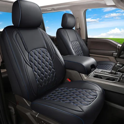 Vista 20 de Huidasource Fundas para asiento trasero de automóvil, de cuero (fila trasera, negro)