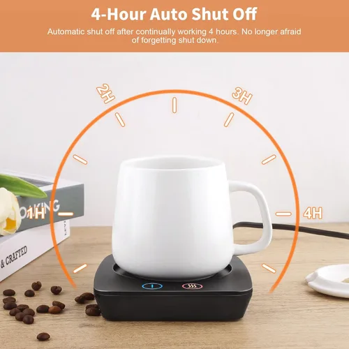 Vista 5 de Vobaga - Calentador de taza de café para el hogar, la oficina, el escritorio, se apaga automáticamente después de 4 horas. Placa calentadora de taza