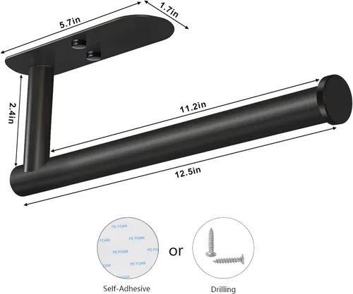 Vista 3 de VAEHOLD Soporte adhesivo para toallas de papel, rollo negro que se adhiere a la pared, acero inoxidable SUS304