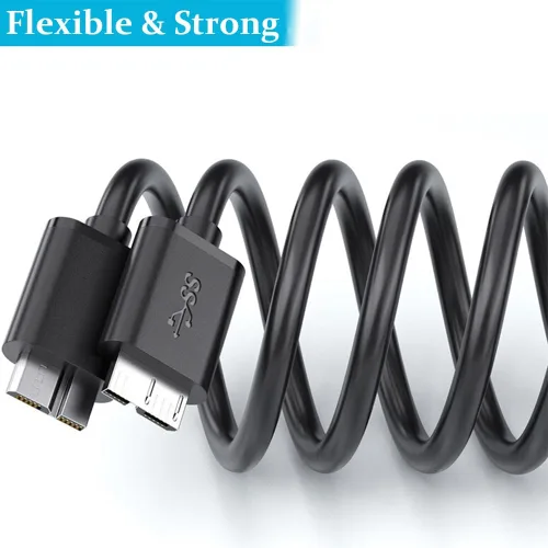 Vista 7 de Cable micro USB 3.0 de 6 pies USB 3.0 A a Micro B compatible con cámara, disco duro externo Seagate, WD Western Digital My Passport y discos duros