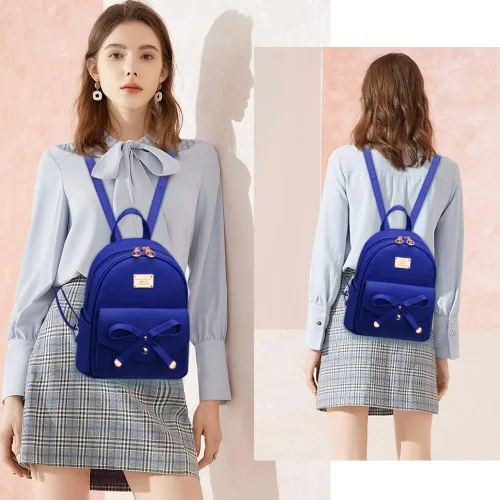Vista 6 de Bonita mochila de piel con lazo para mujer