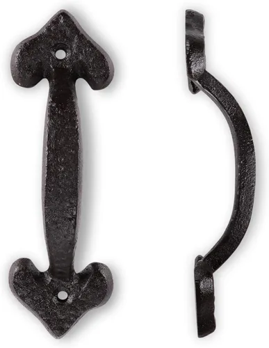 Vista 20 de Tirador Clásico de Puerta – Tirador de Acero Resistente para Portones, Puertas de Granero, Cercas Exteriores, Negro, 7 Pulgadas