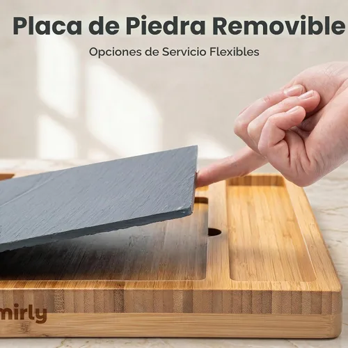 Vista 3 de SMIRLY - Juego de tablas de bambú para charcutería con accesorios para servir (2 cajones)