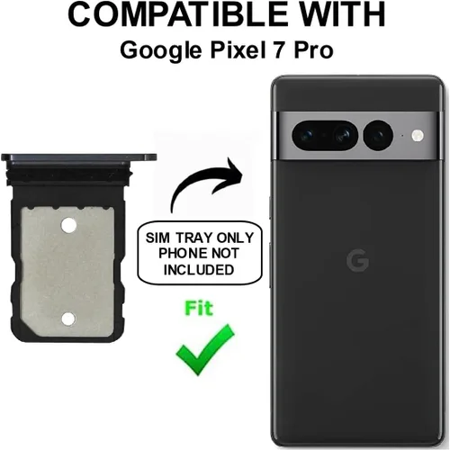 Vista 2 de Soporte de bandeja de tarjeta SIM simple de repuesto para Google Pixel 7 Pro GE2AE 6.7" (color obsidiana negra)