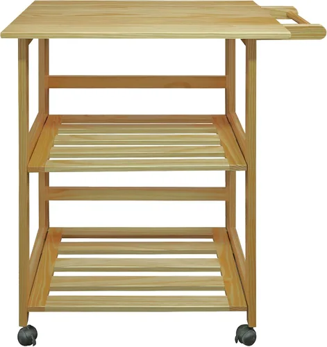 Vista 3 de Casual Home Carrito de cocina natural plegable Trek, 27 pulgadas de ancho (372-30)