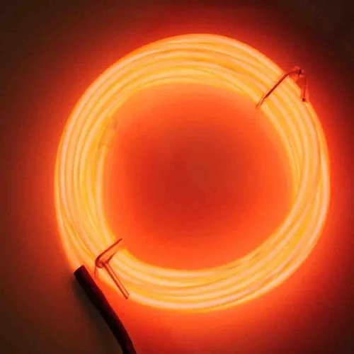 Vista 4 de Luces de neón Jytrend 9 pies, cable luminoso led Neon El Wire con paquete de baterías, Anaranjado