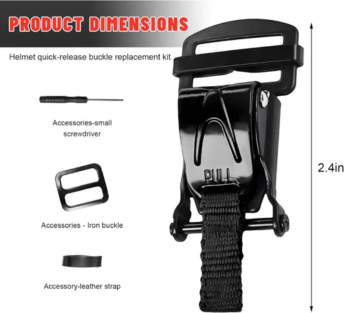 Vista 2 de Sun Walker Kit de hebilla de liberación rápida para casco, bloqueo de tracción para casco de motocicleta para correa de barbilla de hasta 1 pulgada