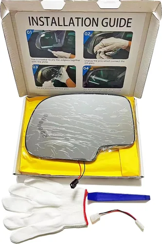 Vista 2 de Espejo lateral izquierdo de repuesto para Chevy Silverado, Cadillac, Gmc Sierra, Yukon 2003 2004 2005 2006 2007 con calefacción, soporte trasero