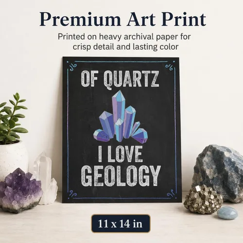 Vista 8 de Of Quartz I Love Geology - Impresión artística sin marco de 11 x 14 - Gran regalo divertido y decoración para geólogos, coleccionistas de rocas