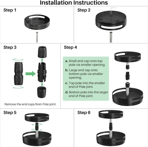 Vista 5 de Organizador Lazy Susan para Especias con Estante - Organizador de Especias Ajustable en Altura de 2 Niveles para Gabinete, Organizador de Especias
