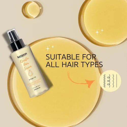 Vista 7 de KERAZON Aceite de argán para el cabello con queratina que suaviza el tratamiento de reparación de daños secos, fórmula premium, protección