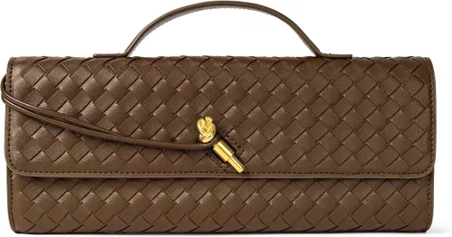 Vista 15 de Joryin Bolso tejido para mujer, bolso de mano de cuero tejido, bolso cruzado, bolso formal de noche, cuero vegano