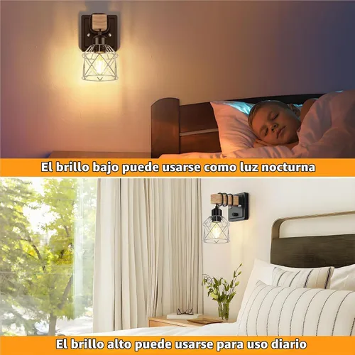 Vista 6 de FadimiKoo Juego de 2 apliques de pared, lámparas de pared de madera de cabecera con interruptor giratorio, lámpara de tocador de baño negra