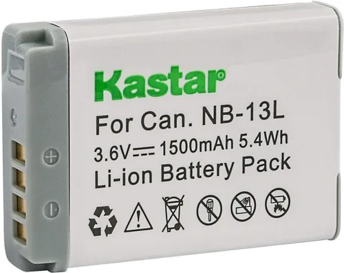Vista 2 de Kastar Paquete de 1 batería y cargador de pared CA de repuesto para Canon NB-13L NB13L NB-13LH, cargador Canon CB-2LH CB-2LHE CB-2LHT, Canon