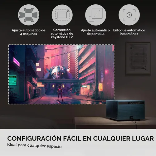 Vista 5 de ViewSonic Proyector LED LX60HD de 1080p, Google TV integrado para entretenimiento en el hogar suave, enfoque automático, proyección de 360 grados