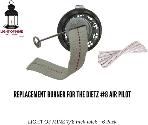 Vista 4 de Light of Mine - Dietz #08 Air Pilot - Kit de repuesto para linterna de aceite con quemador y tiras de mecha 100% algodón de 7/8 pulgadas (Air Pilot)