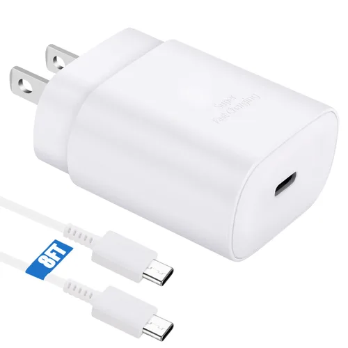 Vista 14 de Kit de cargador súper rápido tipo C, bloque de cargador de teléfono Android PD de 25 W PD USB C y cable de carga C de 5 pies, cable de carga rápida