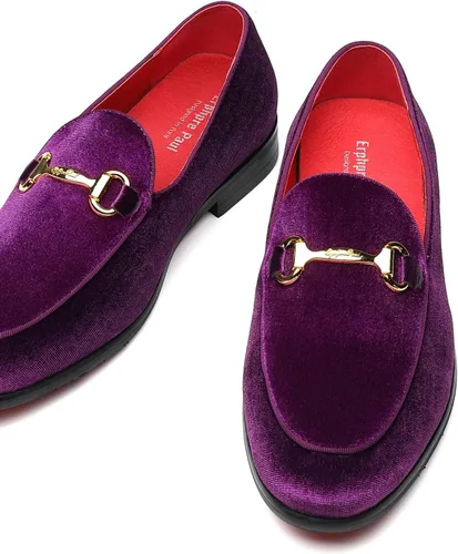Vista 3 de Mocasines de terciopelo para hombre, zapatos de fiesta de boda de moda