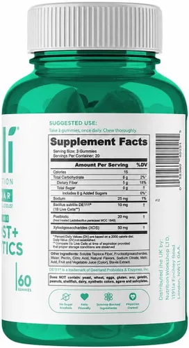 Vista 3 de Goli Zero Sugar Pre Pro - Gomitas postbióticas 3 en 1 del mundo con DE111, XOS, MCC1849, sin alcoholes de azúcar, veganas, aptas para dieta