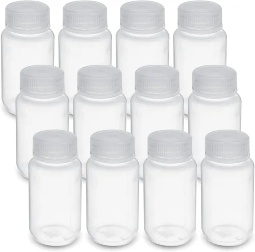 Vista 9 de United Scientific™ Recipientes de muestras de boca ancha con tapas, 1.0 fl oz, paquete de 12 1 oz Plastic Bottles, Autoclavable Laboratory Grade