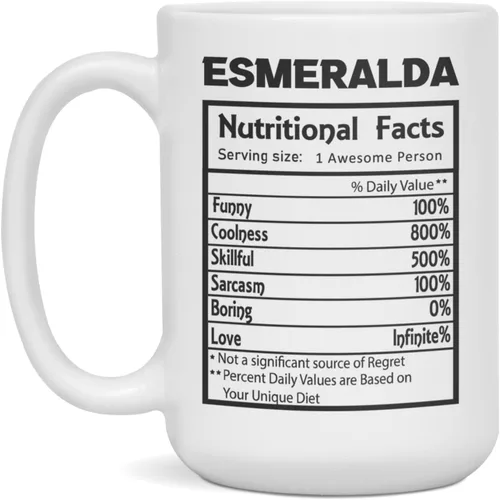 Vista 3 de Esmeralda nutritional facts definition funny Coffee Mug, 11-Ounce White