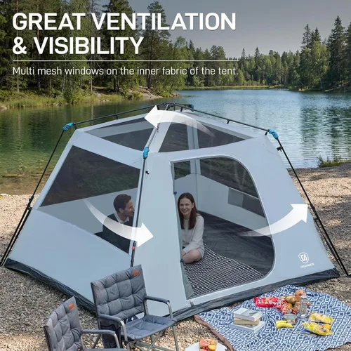 Vista 5 de EVER ADVANCED Blackout 6 Person Camping Tent, Instant Cabin Tent for Family with Vestibule and Large Mesh Windows, 60s Easy Setup, Double Layer