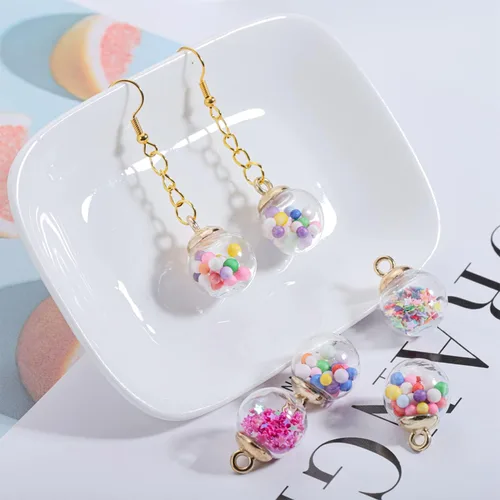 Vista 4 de 10 unids/lote de 0.630 in transparente bola de cristal encantos estrella lentejuelas colgantes para DIY pendientes collar joyería fabricación