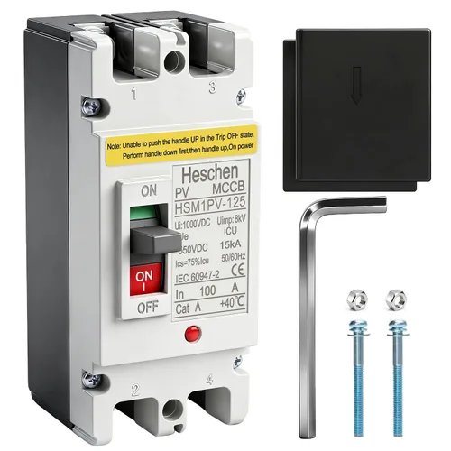 Vista 20 de Heschen 63A DC250V, disyuntor de caja moldeada CC MCCB, 1 polos, HSM1PV-125, disyuntor fotovoltaico, para sistema solar fotovoltaico sistema de red