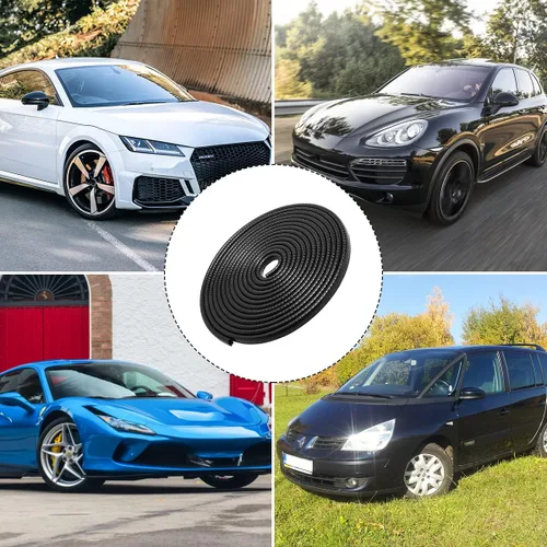 Vista 6 de Sello de goma en forma de U, borde de automóvil, protector de puerta automotriz, no requiere pegamento, universal para la mayoría de los Negro