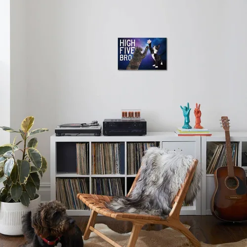 Vista 4 de Trends International Keith Kimberlin - Kittens - High Five Bro in Space Wall Poster, 14.72" x 22.37", Stretched Canvas