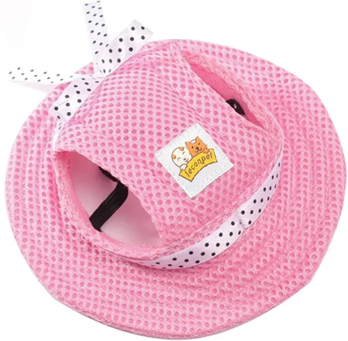 Vista 7 de Leconpet Sombrero de princesa para mascotas, gorras para perro con correa para el cuello, ajustables y cómodos agujeros para las orejas para perros