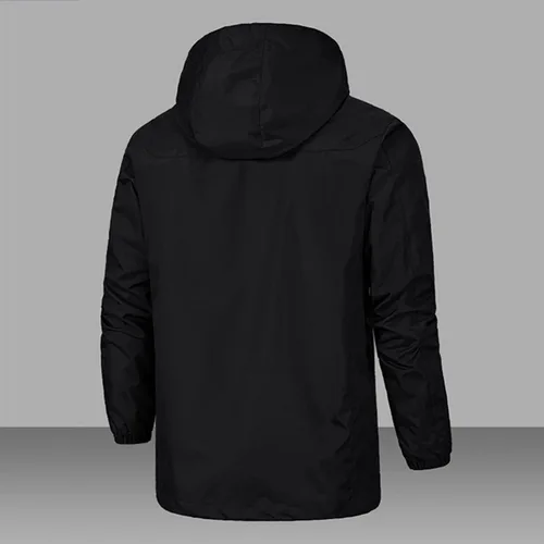 Vista 2 de Chaqueta impermeable con capucha para hombre, impermeable, plegable, transpirable, impermeable, senderismo, campamento, ciclismo, impermeable