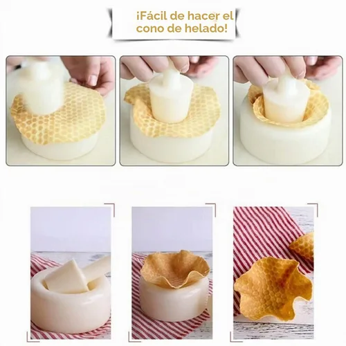 Vista 6 de Kit de molde de cono de gofres crujiente, molde de cuerno de crema de plástico, rodillo de huevo, molde de bricolaje, cocina, cocina, accesorios