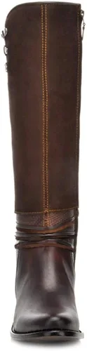 Vista 3 de Cuadra Botas altas para mujer en piel auténtica con cremallera, color marrón