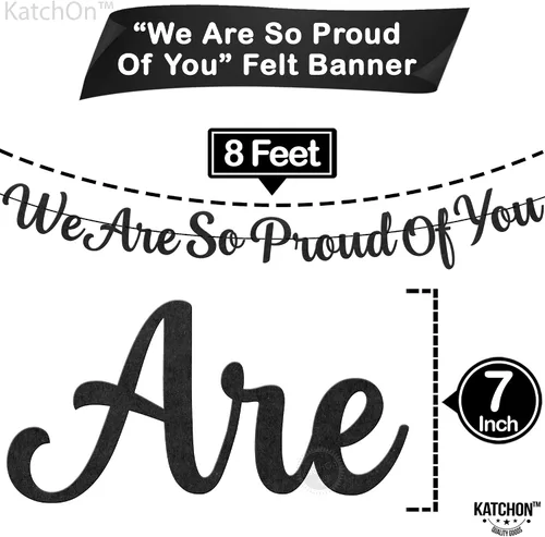 Vista 2 de KatchOn, Cartel con texto en inglés «We Are So Proud of You» – Fieltro, 8 pies, sin bricolaje Cartel de felicitación para decoraciones de fiesta