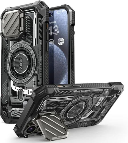 Vista 16 de SUPCASE para iPhone 15 Pro Max Funda con cubierta para cámara y soporte (UBMag XT) [Compatible con MagSafe] [Soporte incorporado]
