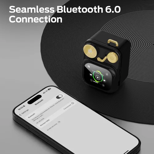 Vista 6 de Altavoces Bluetooth Monster S350, Altavoz Inalámbrico Portátil con Pantalla Táctil, Bluetooth 6.0, Altavoz de Regalo Retro con Mensaje y Alarma