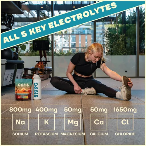 Vista 3 de Oasis - Polvo de electrolitos – Sin azúcar, cero calorías, paquetes de hidratación de sabor natural para entrenamiento o salir Solución de polvo