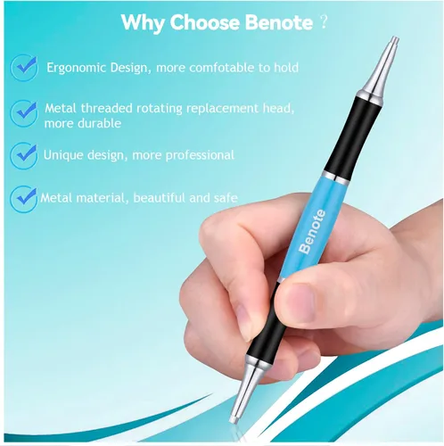Vista 6 de benote Bolígrafo ergonómico de pintura de diamante con doble punta de rosca de metal de goma, bolígrafo redondo y cuadrado para arte, manualidades