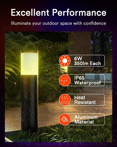 Vista 4 de Lumary - Luces inteligentes de camino de bajo voltaje 2100LM, IP65 impermeable, 24V RGBAI/Cool/Warm light, Timer, 50+ Scenes, Custom Schedules