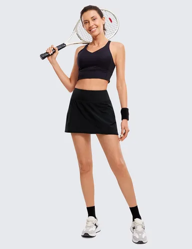 Vista 3 de CRZ YOGA Womens Pleated Tennis Skirts with Pockets High Waisted Athletic Golf Skorts Skirts for Women Soft Breathable Cute