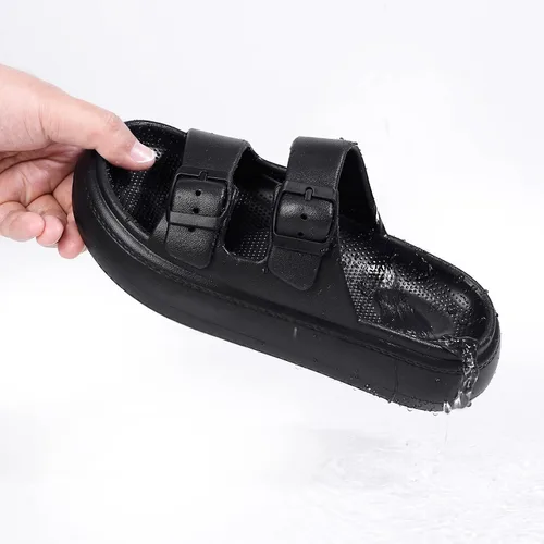 Vista 6 de KVbabby Sandalias de nube para niños, doble hebilla ajustable, sandalias para niñas y niños, suela gruesa, cojín de ducha antideslizante